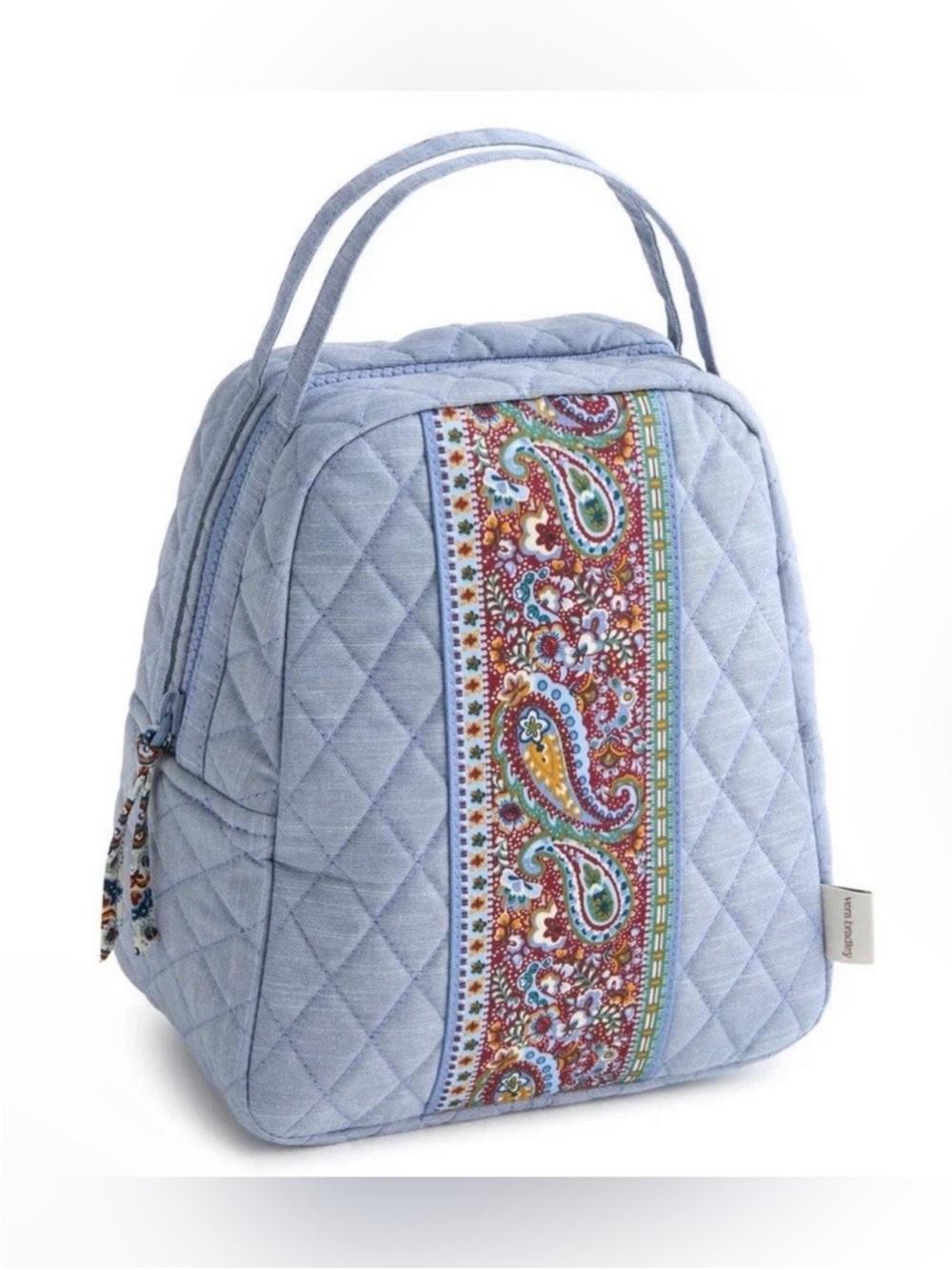 Vera Bradley Light Blue Quilted Lunch Tote with Paisley Stripe - Picture 5 of 10